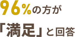 96%の方が「満足」と回答
